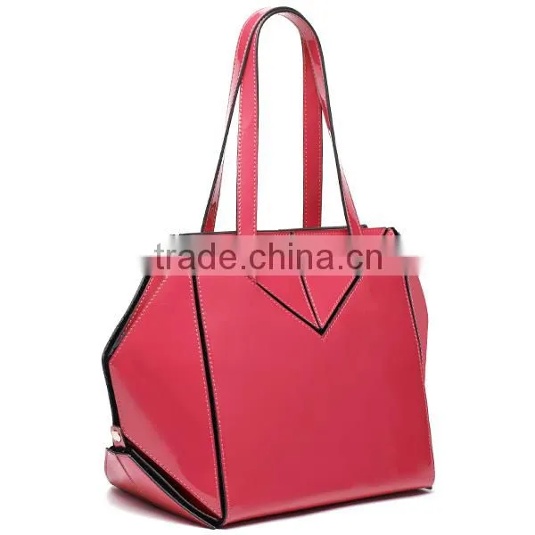 Ladies unique sexangle charm shape pink color candy handbags