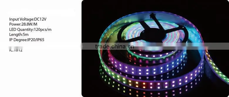 28.8W/M DC12V IP20/IP65 120PCS/M SMD5050 Magic color LED strip lighting