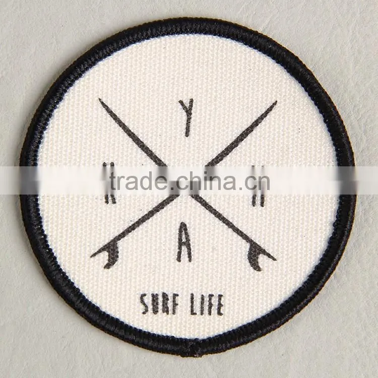 China label factory Custom black overlocked label badge for acrylic handbag
