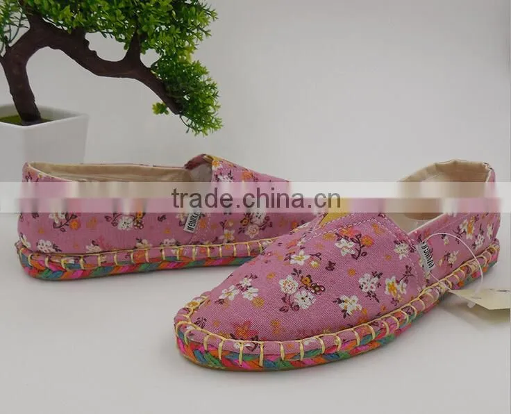 factory price rope jute sole flat espadrillas,high quality canvas espadrilles