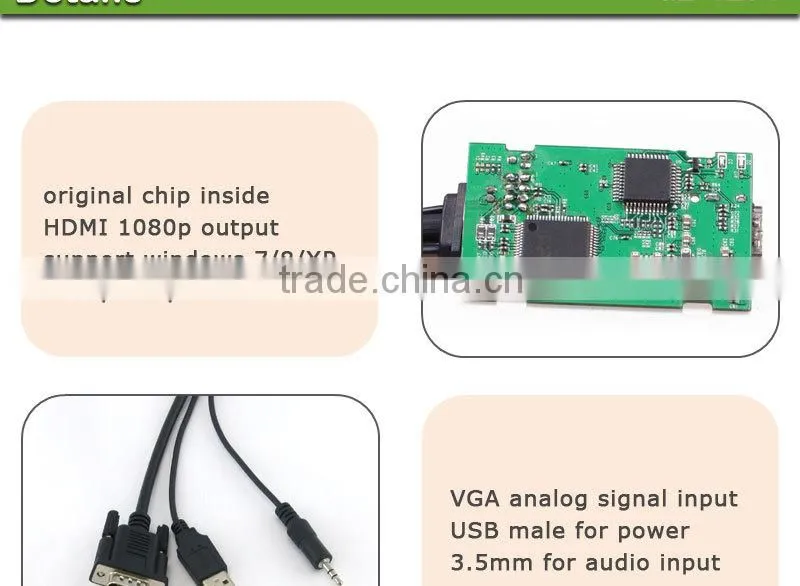 New product on 2016 VGA to HDMI Cable support 1080p