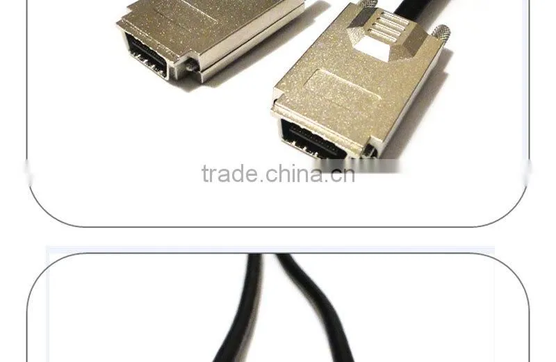 2m zinc alloy External CX4 Mini SAS SFF-8470 to SFF-8470 infiniband Cable with thumbscrews