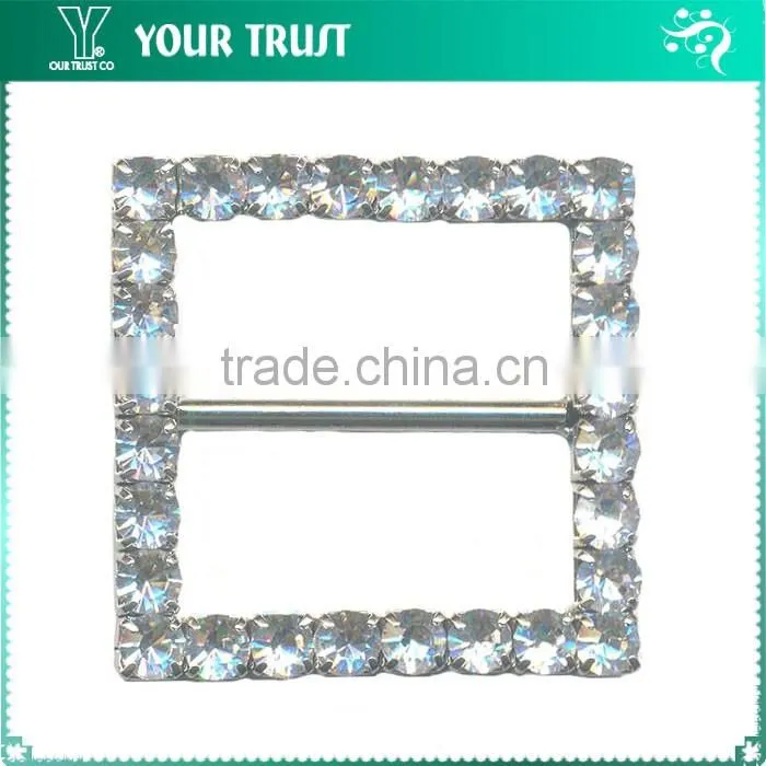 3MM Clear Cystal Rhinestone Oval Frame Rhodium Metal Belt Buckle