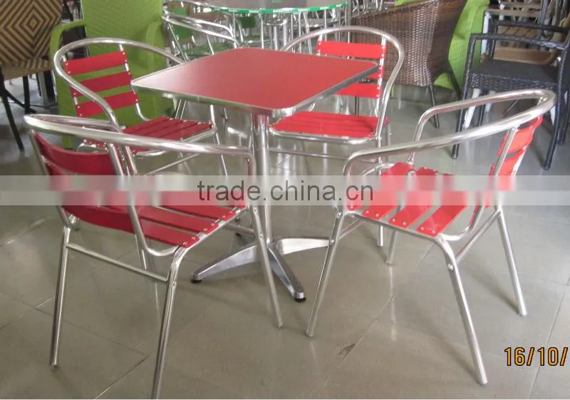 cheap restaurant furniture cast aluminum chair with stainless steel table YC001 YT2