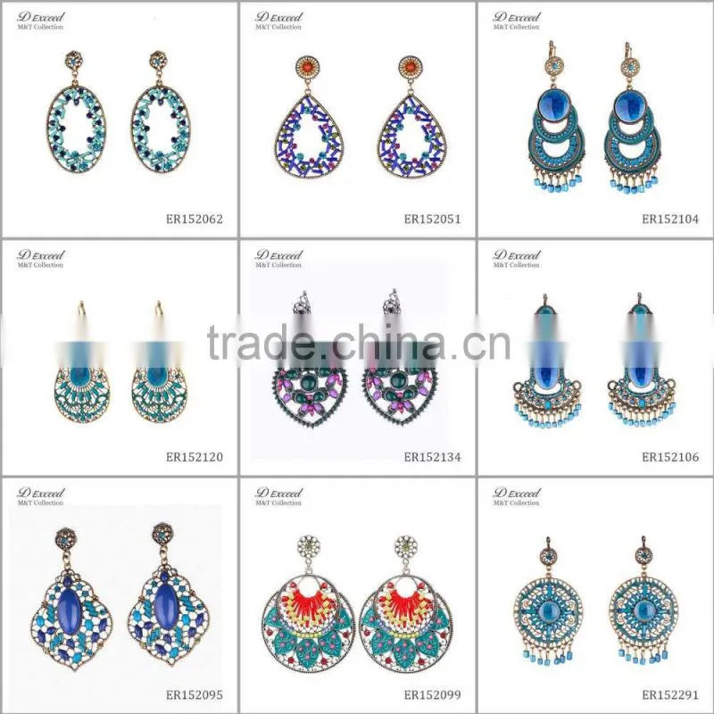 Wholesale Jewelry Yiwu Factory Ladies/Women's Ethnic Bohemian Resin Earrings Dangle Earrings Tassels Drop Earrings