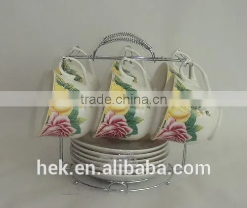 flower colored tea cup and saucer sets