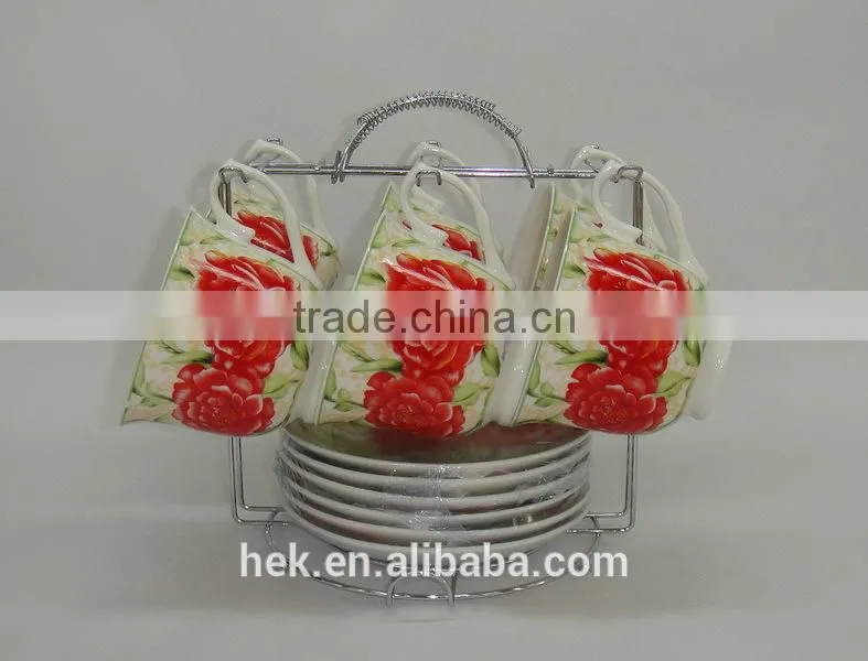 Flower design cup and saucer set