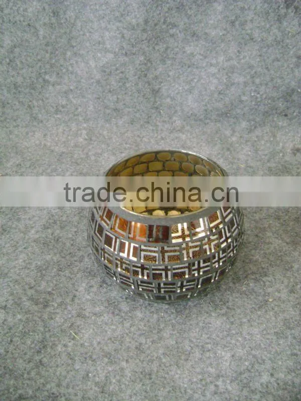 home deco crackle mosaic glass vase, crackle candle holder