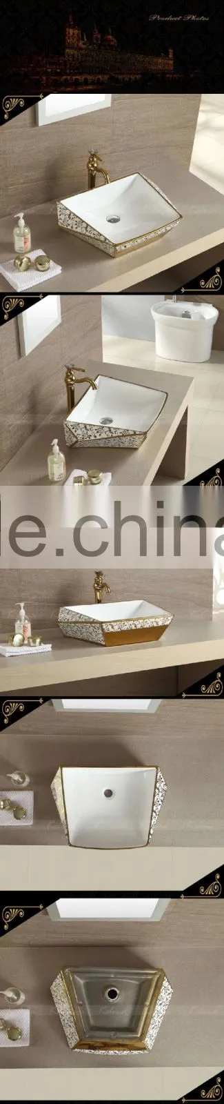 ceramic bathroom sink hand wash basin Luxury gold art basin