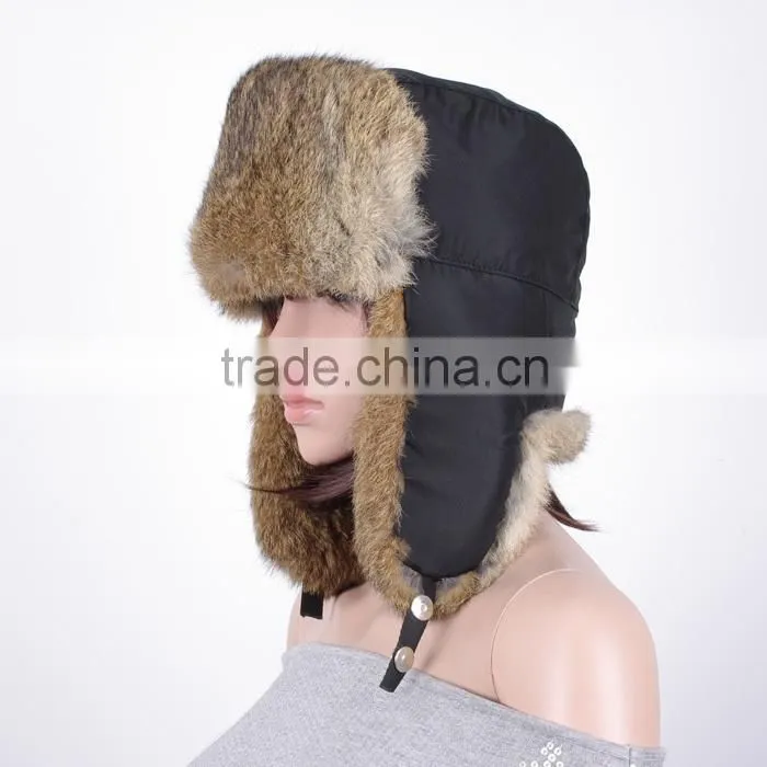 Women winter rabbit fur earflap military ushanka russian trooper hat winter fur hat KZ150127
