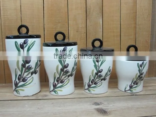 Ceramic Coffee Cup with Saucer Set with Olive Decal