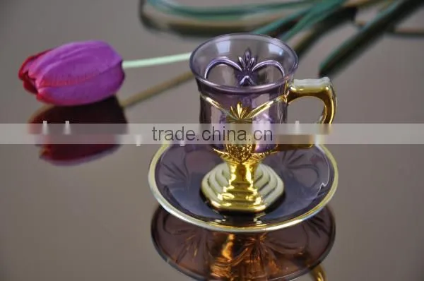 Cut glass cup and saucer set
