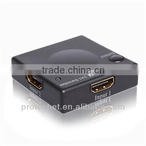 2 ports Mini HDMI Switch 2x1 support 3D 1080p hdmi switcher