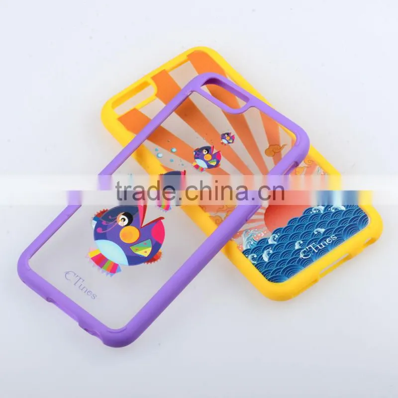 C&T Hybrid Transparent Clear Hard Peacock panel TPU Bumper Case Cover for Apple iPhone 6 6s