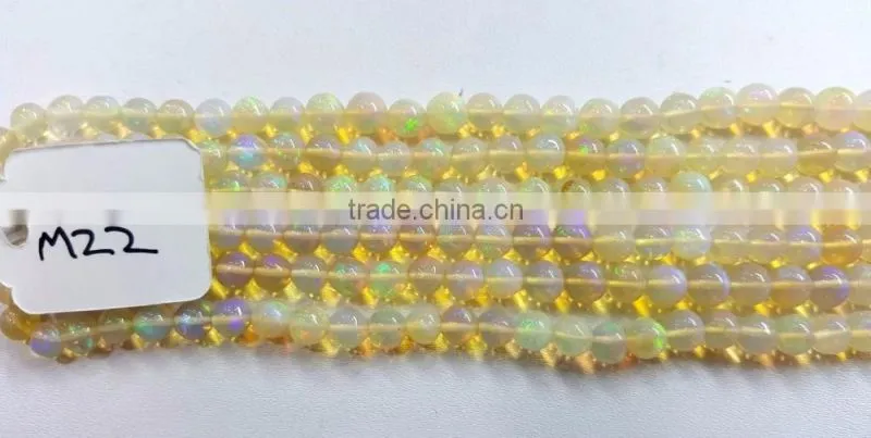 #MZZ Round Plain Top Quality Beads Strand Ethiopian Opal