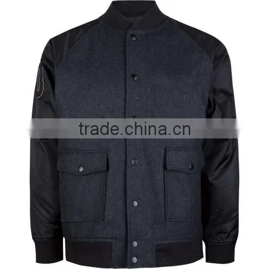 Mens Cotton Blue Plain Custom Bomber Jacket Wholesale