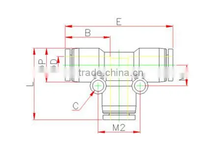 PE Series Union Tee Plastic Pneumatic Fitting