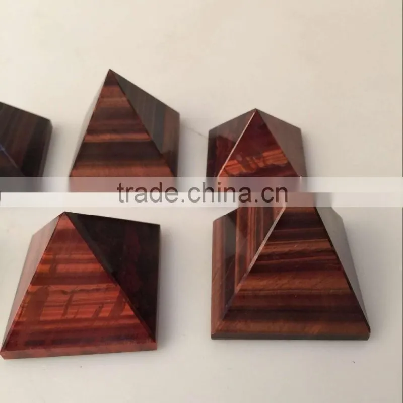 Top quality red tiger eye stone pyramid for sale