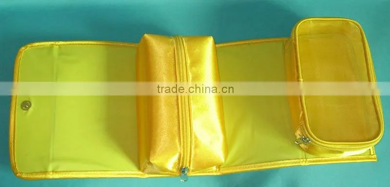Microfiber yellow cosmetic toiletry case