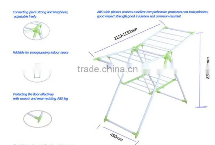 stainless steel ground foldable clothes drying rack stand