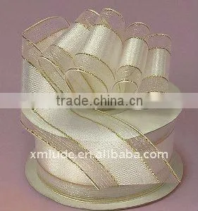 Satin edge organza ribbon in white color