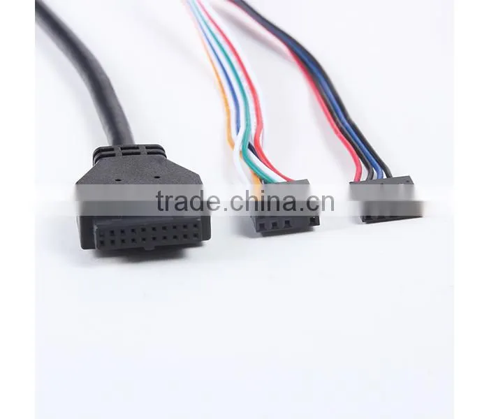 High quality 19pin or 20 pin hearder to usb 3.0 & usb 2.0 female panel mounted cable with audio port