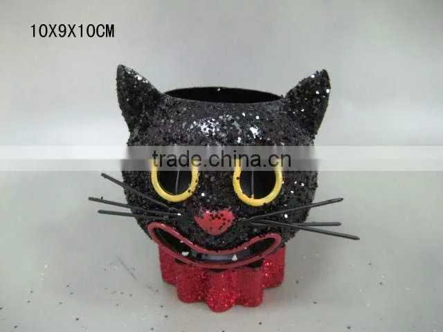 HALLOWEEN CAT DECORATION-- CANDLE HOLDER