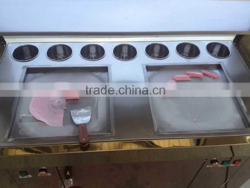 Frozen yogurt fruit ice cream rolls making machine with real fruit