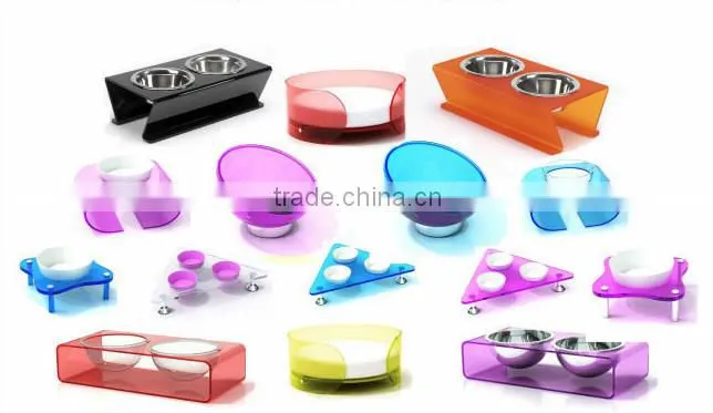 Acrylic pet double bowls plastic pet bowl for cat