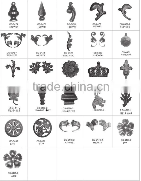 Alibaba china latest wrought iron components scroll panels, ornament welding fence parts