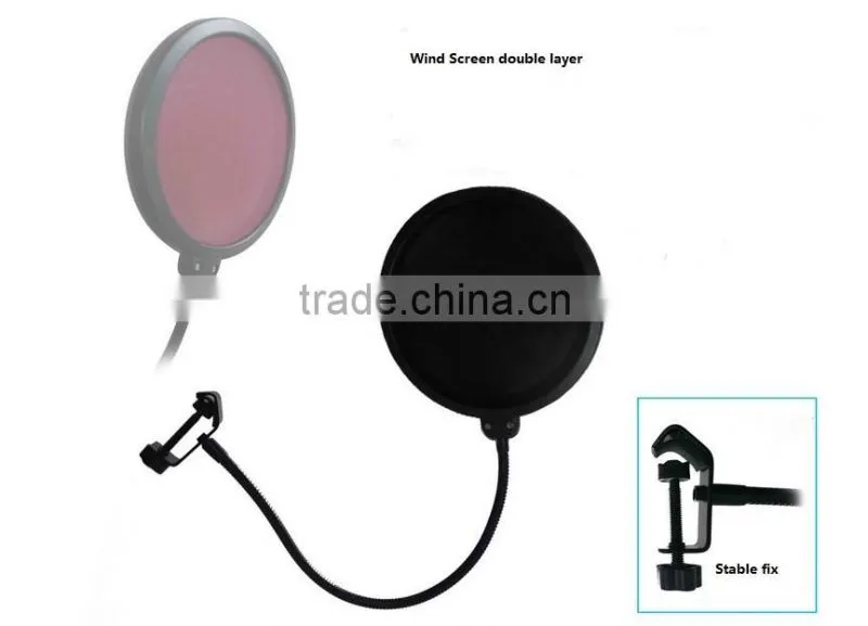 Studio Recording Windscreen Microphone For Singing , Double Mesh Gooseneck Microphone For Noise Filter