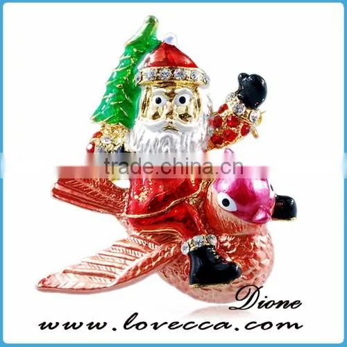 latest brooch design Custom Artificial Flowers Santa Claus Brooch Pin for Christmas