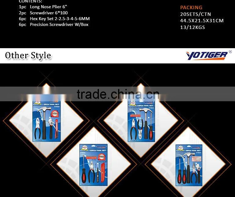 15 Pcs Blister Card Tool Set for Supermarket Selling