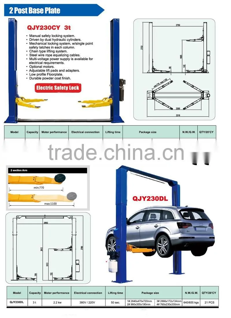 3T cheapest two post auto car lift
