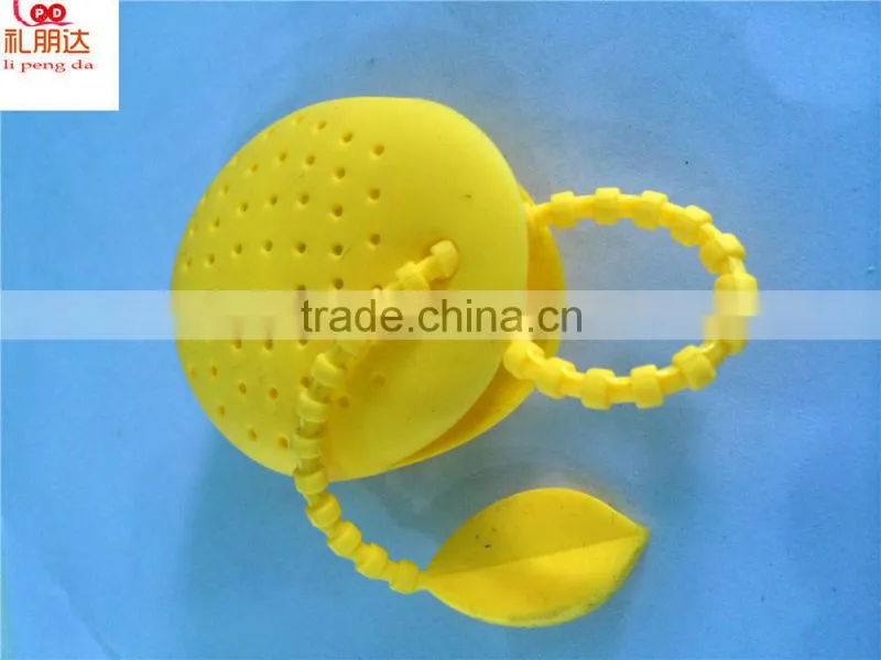 HOT! Set of 2 Loose siliconeTea Infuser Strainer with Drip Tray, Cute Silicone Leaf Handle As the Lid with stainless Steel Ball