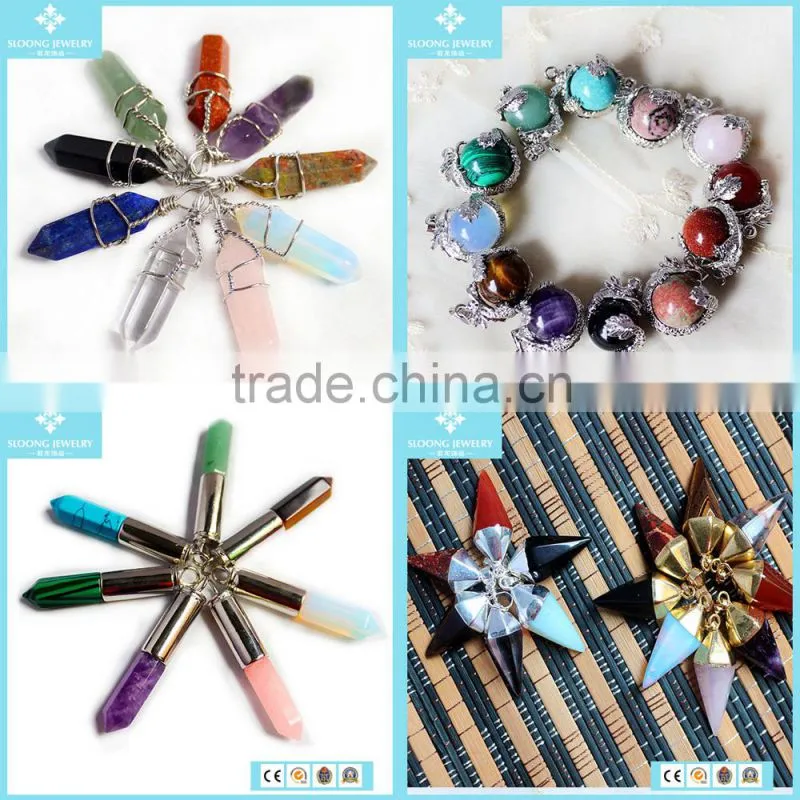 Natural Crystal Agate Druzy Beads with Silver Leaf Pendant Jewellery 2015