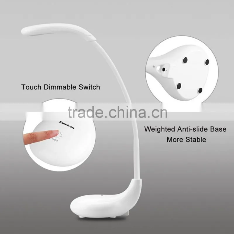 Excelvan Desk Lampe Golf Type Lamp Changeable 3-Light Mode Touch Sensor USB LED Eye Care Lamp Light with Adjustable Gooseneck