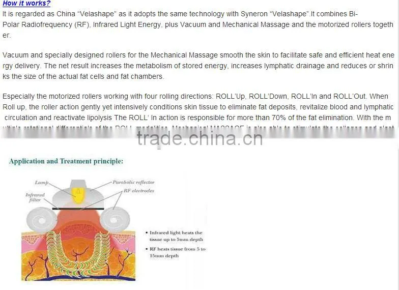 2016 On sale Vaccum roller Vela RF Shape body contour and weight loss slim Body fat removal Slim machine M10 eversun factory