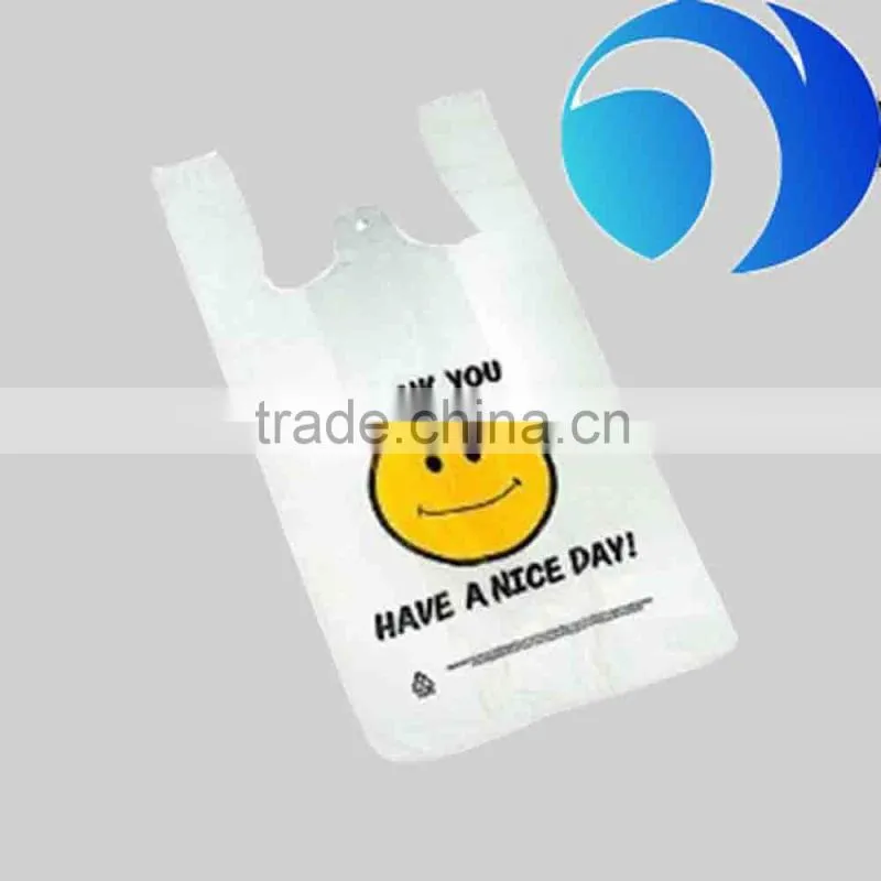 hot sale Two Color Printed Vegetable Packaging HDPE Vest Carrier Plastic Bags