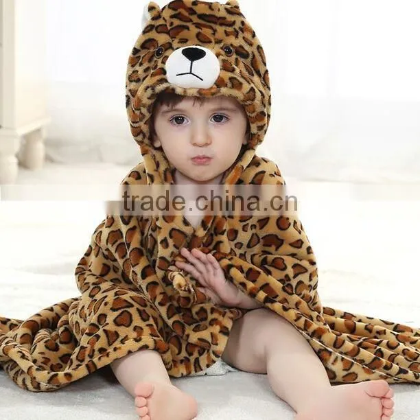 Animal leopar fretted printed bathrobe for kids