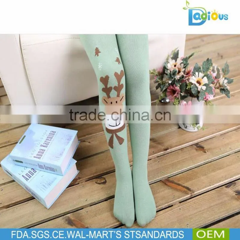 Black Color Knitted Christmas Deer Cartoon Children Pantihose