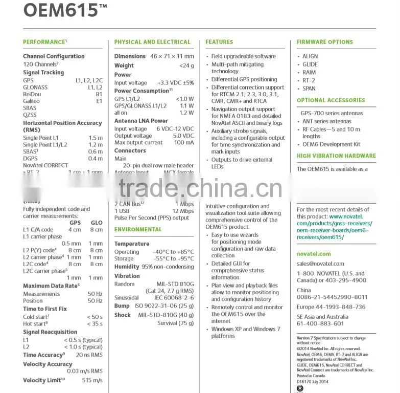 Novatel OEM 615 board gps rtk cheap price gnss board gnss module