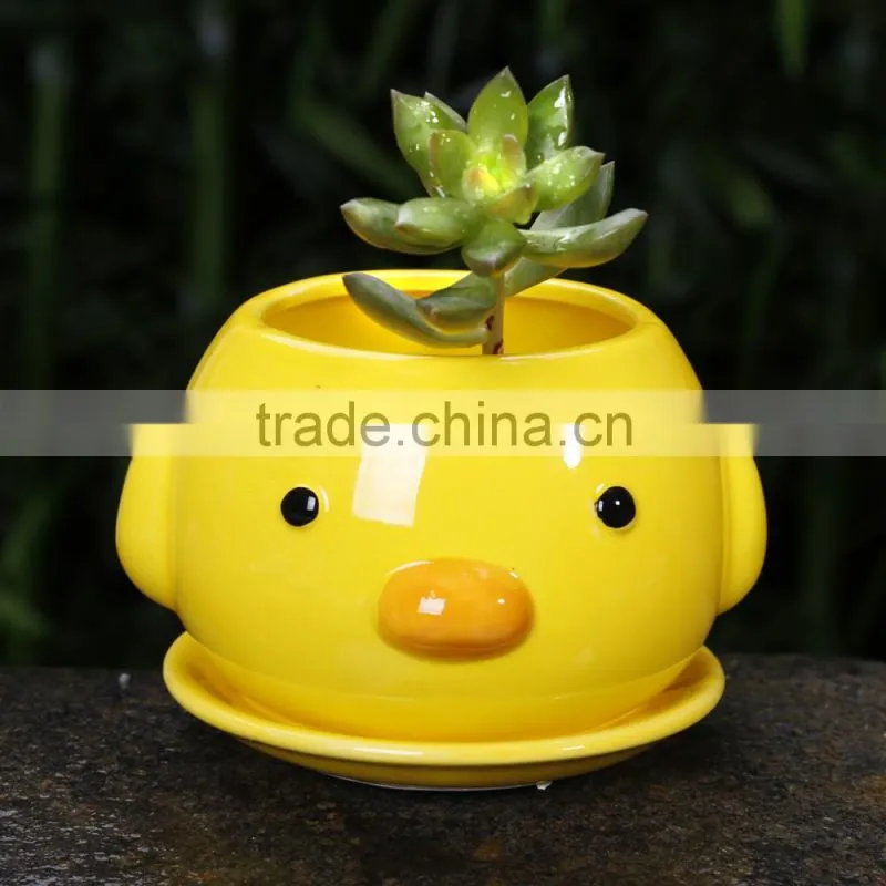New design cartoon ceramic succulent animal shape garden planter