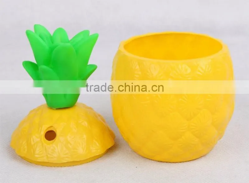 350ml PE Plastic Pineapple Shape Straw Cup