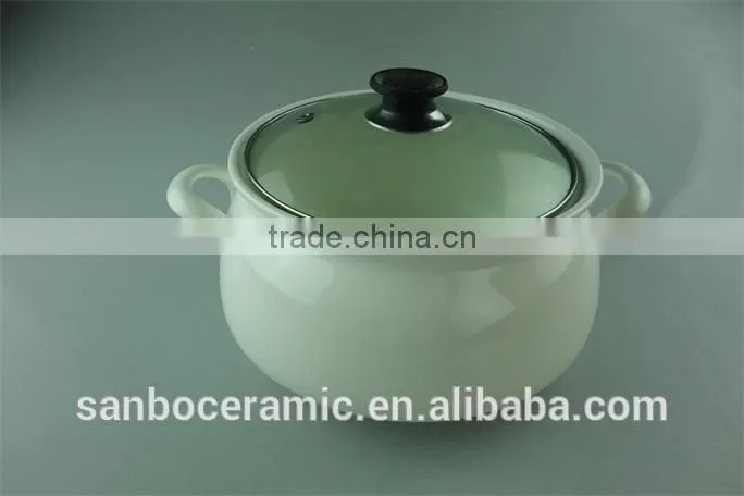 Cheap ivory white ceramic soup tureen with glass lid