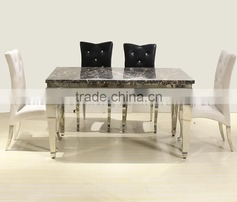 European style black marble dining table for 6 people