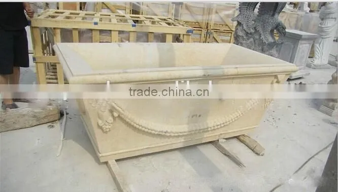 Half Hand Carved Freestanding Stone Bathtub