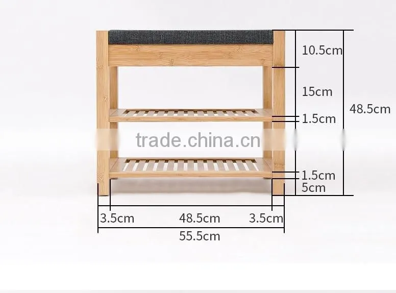 Eco friendly unique bamboo shoe rack 2 Titer Bamboo Storage Bench with seat