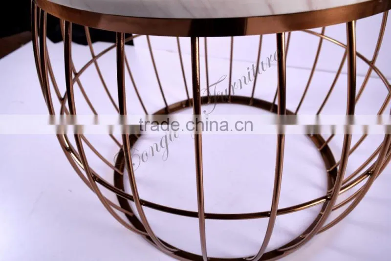 European style coffee table glass side table stainless steel gold side table C8099