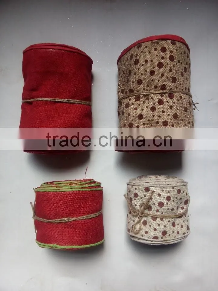 Factory high quality wholesale single color ribbon in 100% jute cloth